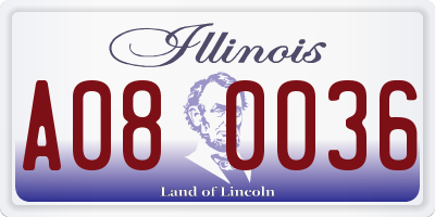 IL license plate A080036