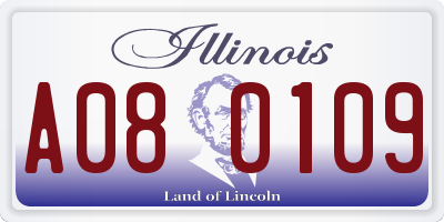 IL license plate A080109