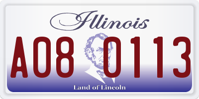 IL license plate A080113
