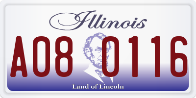 IL license plate A080116
