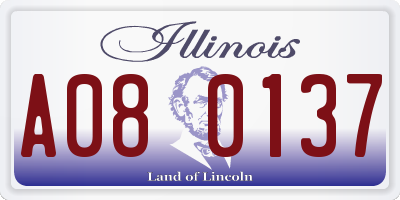 IL license plate A080137