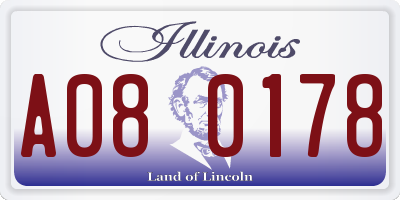 IL license plate A080178