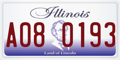 IL license plate A080193