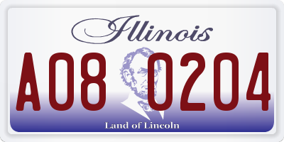 IL license plate A080204