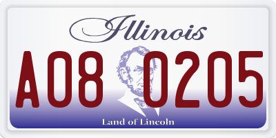 IL license plate A080205