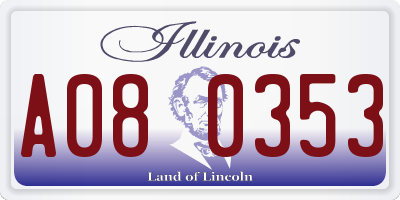 IL license plate A080353