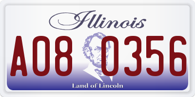 IL license plate A080356