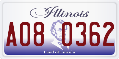 IL license plate A080362
