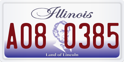IL license plate A080385
