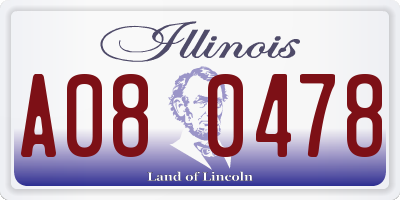 IL license plate A080478