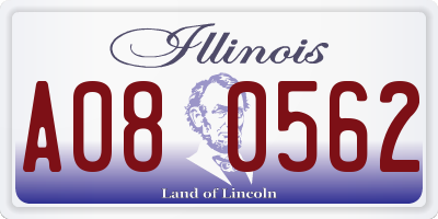 IL license plate A080562