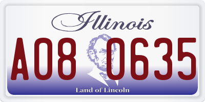 IL license plate A080635