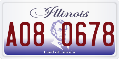 IL license plate A080678