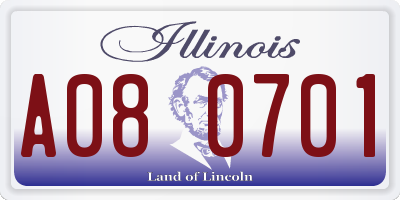 IL license plate A080701