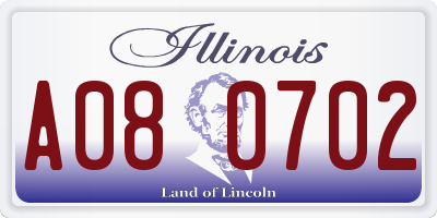 IL license plate A080702