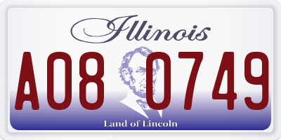IL license plate A080749