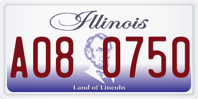 IL license plate A080750