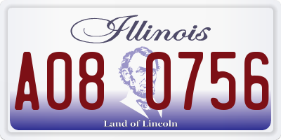 IL license plate A080756
