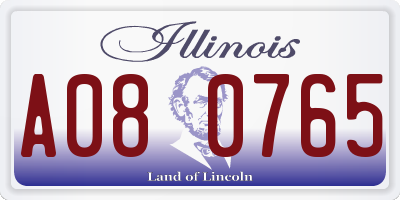 IL license plate A080765