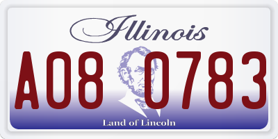 IL license plate A080783