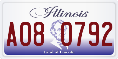 IL license plate A080792
