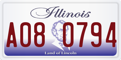 IL license plate A080794