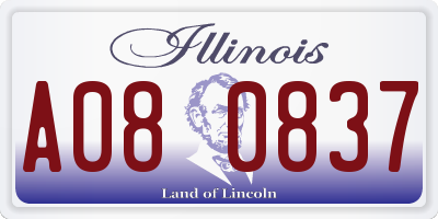 IL license plate A080837