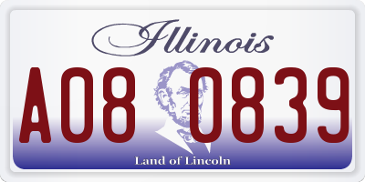 IL license plate A080839