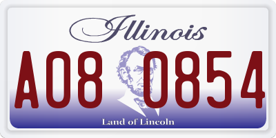 IL license plate A080854