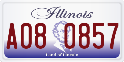 IL license plate A080857