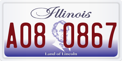 IL license plate A080867