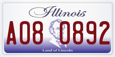 IL license plate A080892