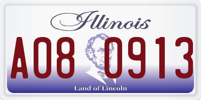 IL license plate A080913