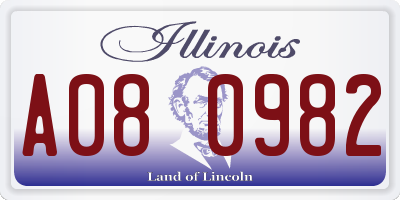IL license plate A080982