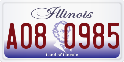 IL license plate A080985