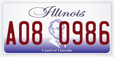 IL license plate A080986