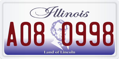 IL license plate A080998