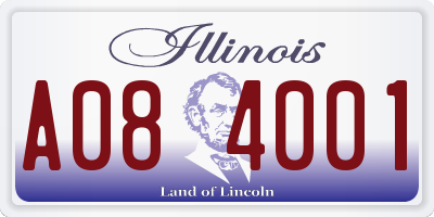 IL license plate A084001