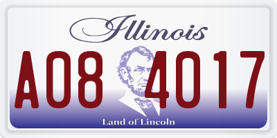 IL license plate A084017