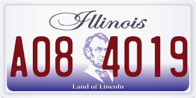 IL license plate A084019
