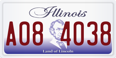 IL license plate A084038