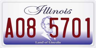 IL license plate A085701