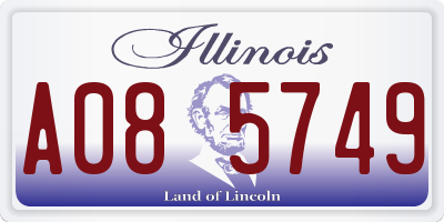 IL license plate A085749