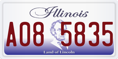 IL license plate A085835