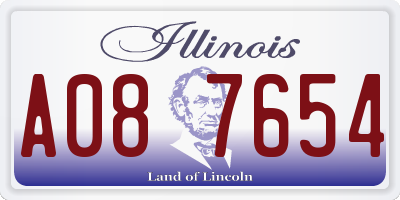 IL license plate A087654