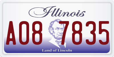 IL license plate A087835