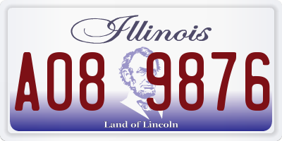 IL license plate A089876