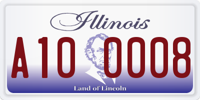 IL license plate A100008