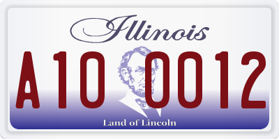 IL license plate A100012