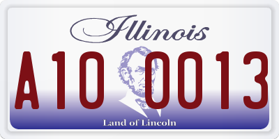 IL license plate A100013